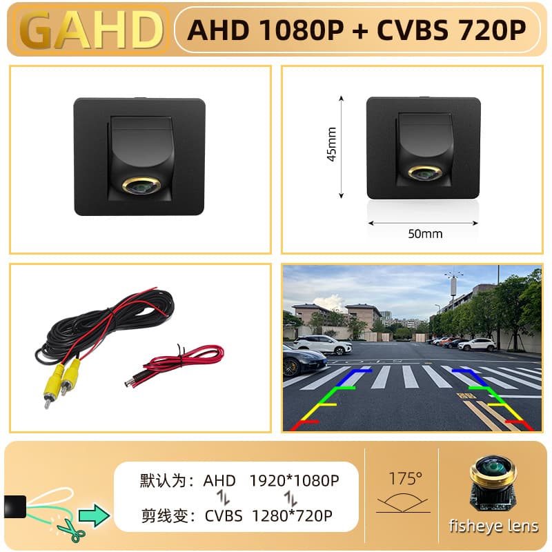 Ahd1080p/cvbs dual control function, golden fisheye wide angle