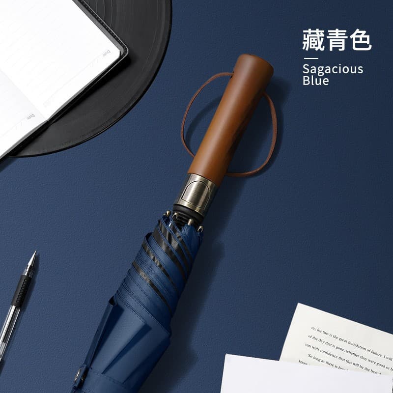 Sun protection black glue】【wooden handle business】【120cm canopy diameter】navy blue