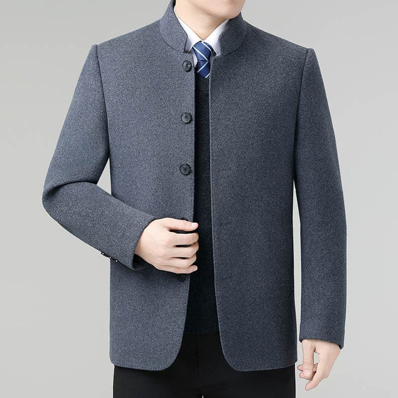 Winter Buttoned Double-Sided Cashmere Coat for Middle-Aged Men, Casual Down-Lined Thickened Men's Woolen Jacket 3