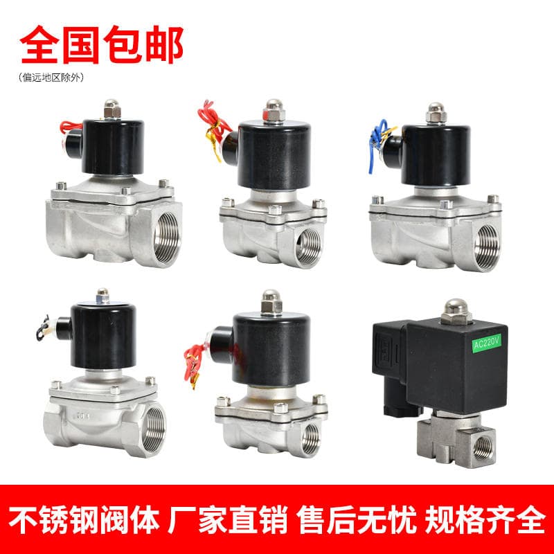 Stainless Steel Solenoid Valve 304 Electric Switch Drain Pipe Control Valve Normally Closed Air Valve Coil 220V 24V 1/2 Inch 3/4 Inch 2