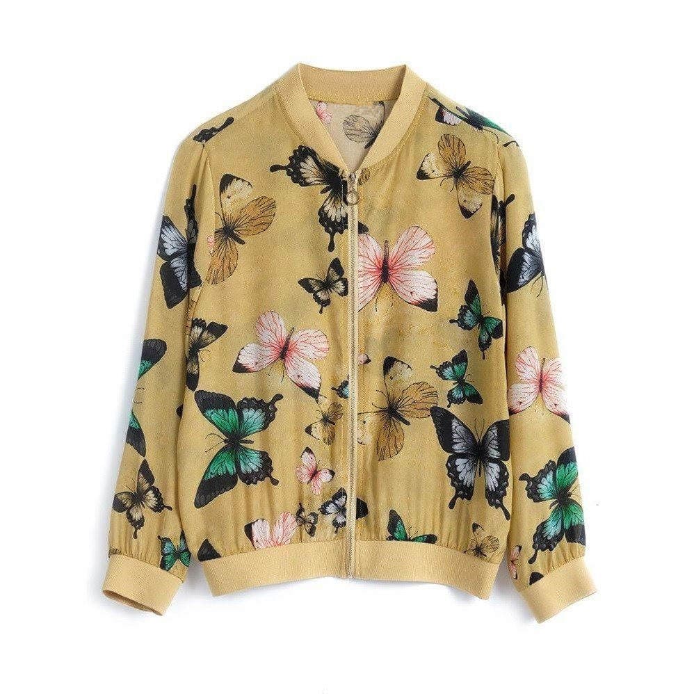 Chiffon Printed Short Coat Women's Clothing 2021 New Spring and Autumn Sunscreen Shirt Zipper Baseball Suit Thin Cardigan Top 5