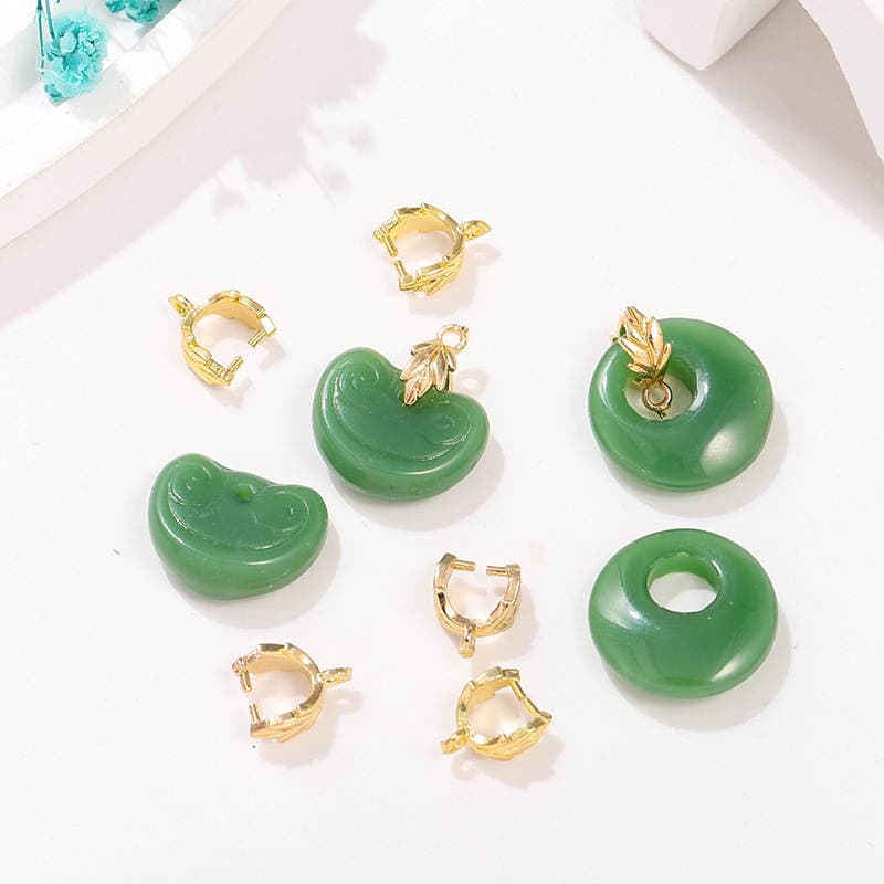 Alloy Electroplated Leaf-Shaped Fixed Clip U-Shaped Melon Seed Buckle DIY Necklace Bracelet Jewelry Accessories Material Wholesale 3