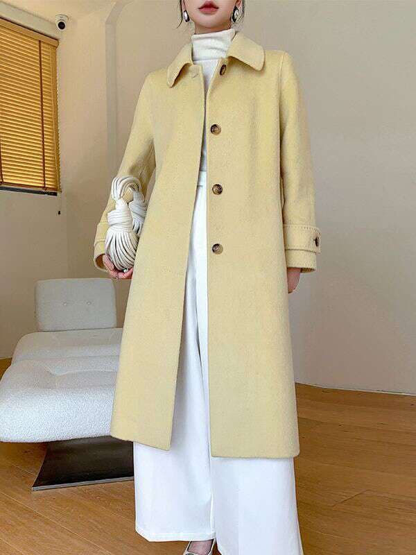 Camel Korean style double-sided cashmere woolen coat for women mid-length 2023 autumn and winter new high-end woolen coat for women 2