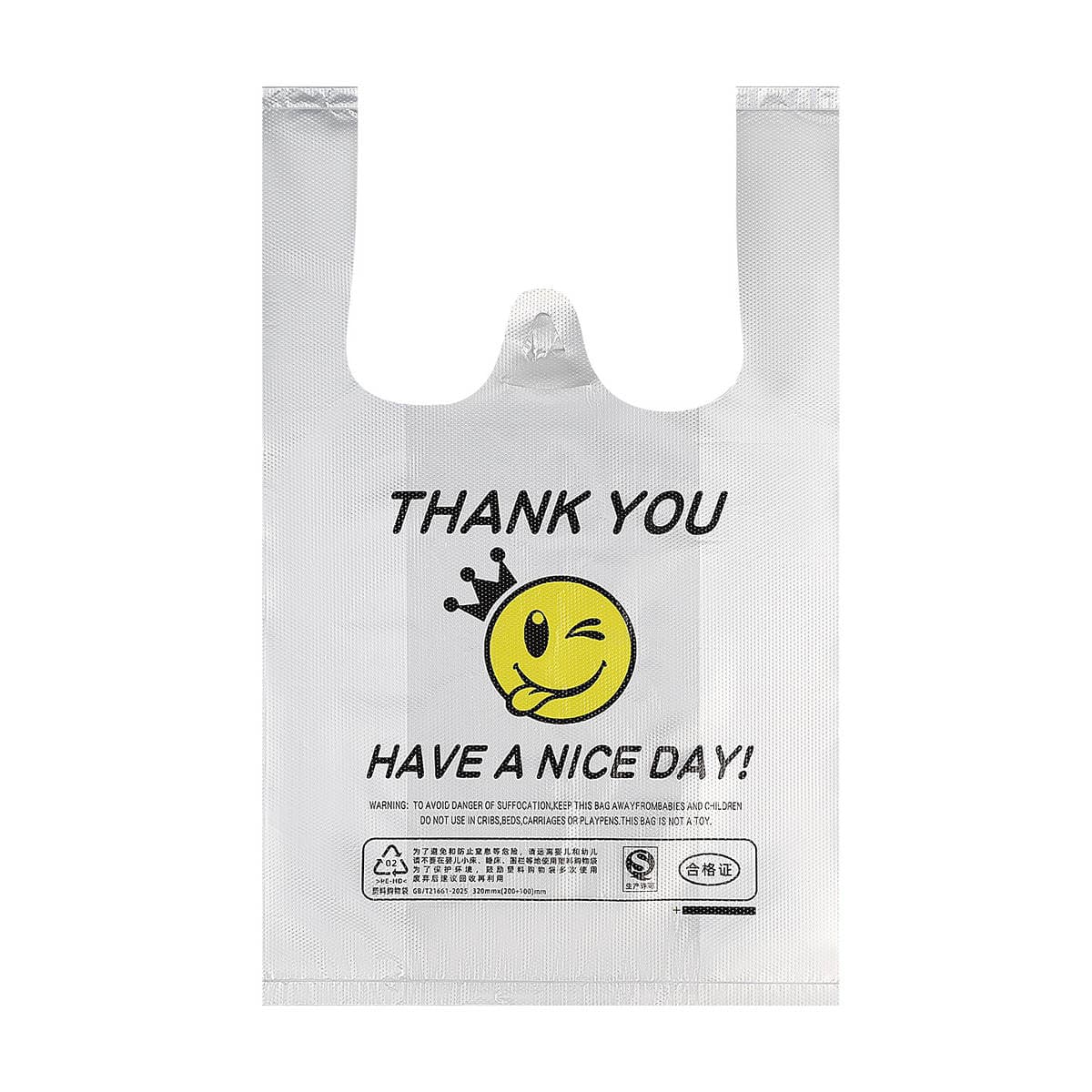 Thick transparent smiley face plastic bag take-out food bag commercial packing bag shopping bag convenient handbag wholesale 5
