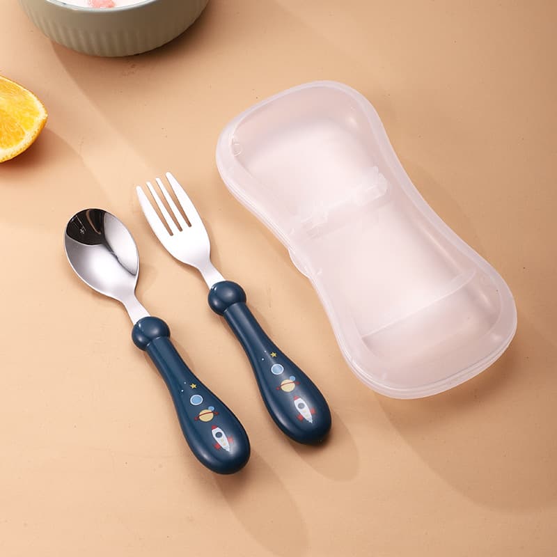 Royal blue fork and spoon set