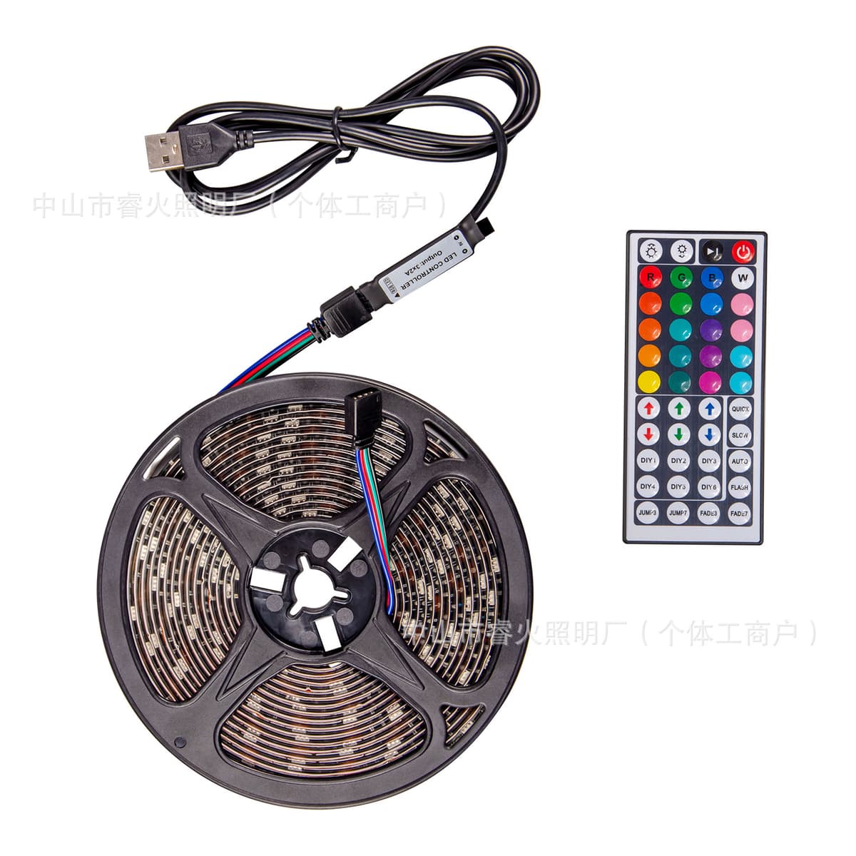 5v-5050rgb-30 lights/meter+44 key infrared controller+remote control