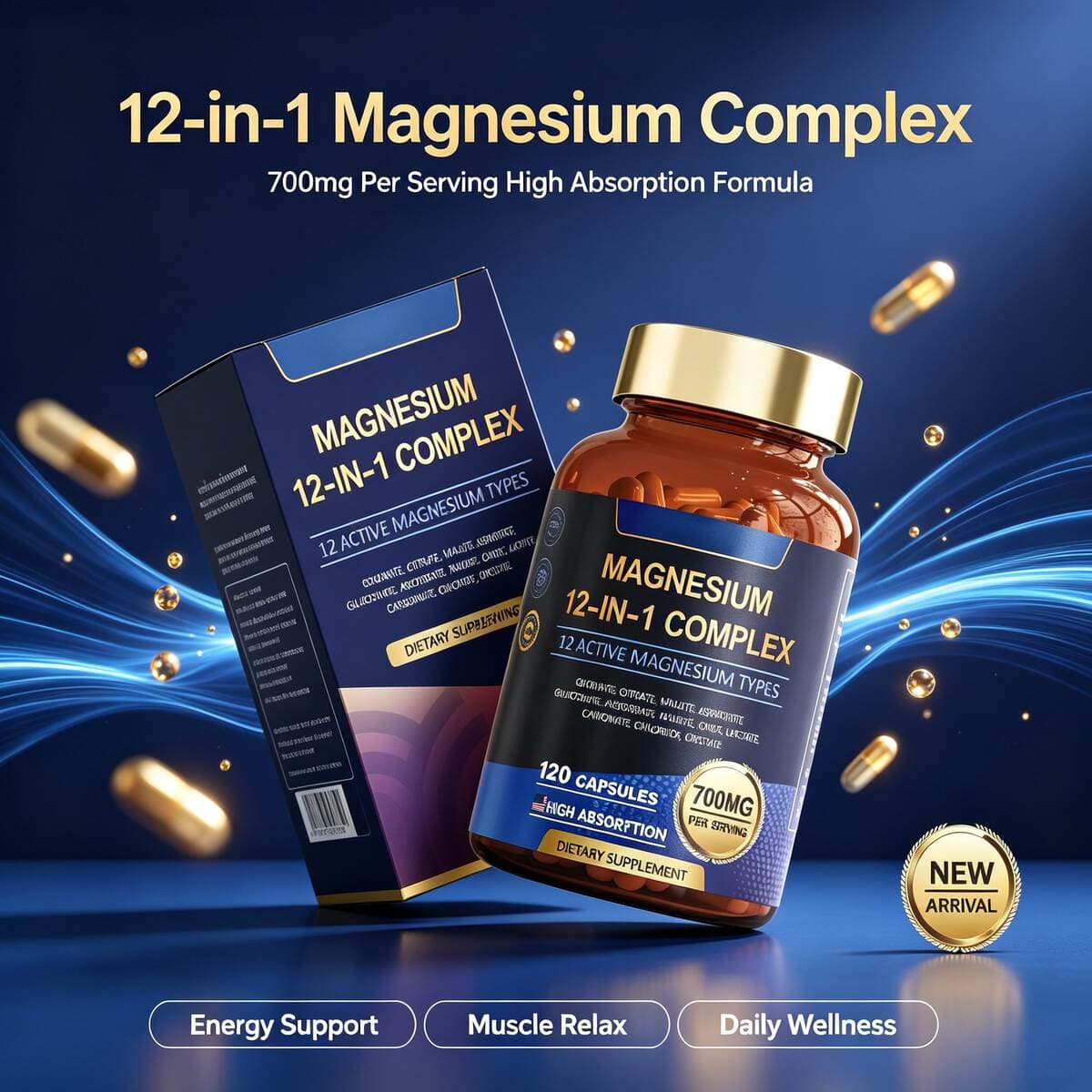12-in-1 Magnesium Complex, Cross-Border Health Supplement, Hot-Selling in the Us Market, Aliexpress, Tk, Mercado Libre, Body Nutrition Products 3
