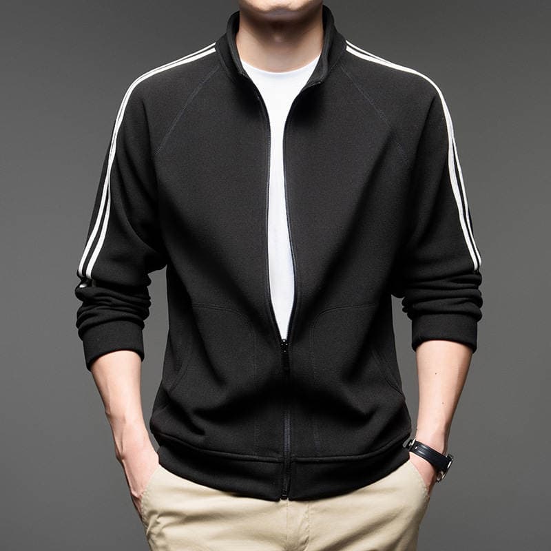 Men's Fleece Sweatshirt Cardigan Autumn and Winter Long-Sleeved Stand-Up Collar Zipper Shirt Fashionable Sports Polar Fleece Warm Trendyy Jacket 3