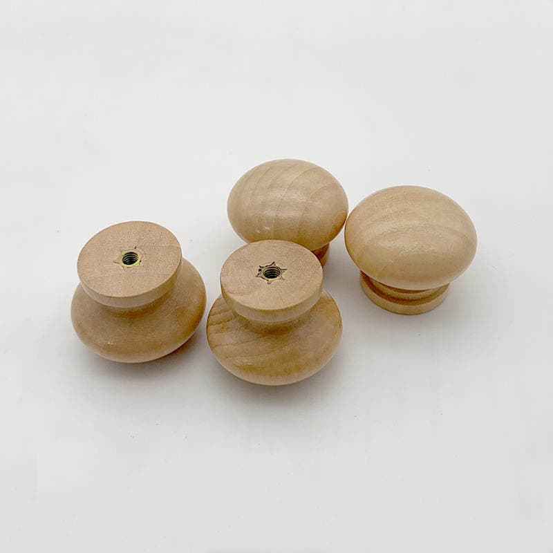 Factory Wholesale Natural Wood Mushroom-Shaped Wooden Handle Single-Hole Drawer Handle Round Wooden Handle Cabinet Drawer Wooden Handle 2