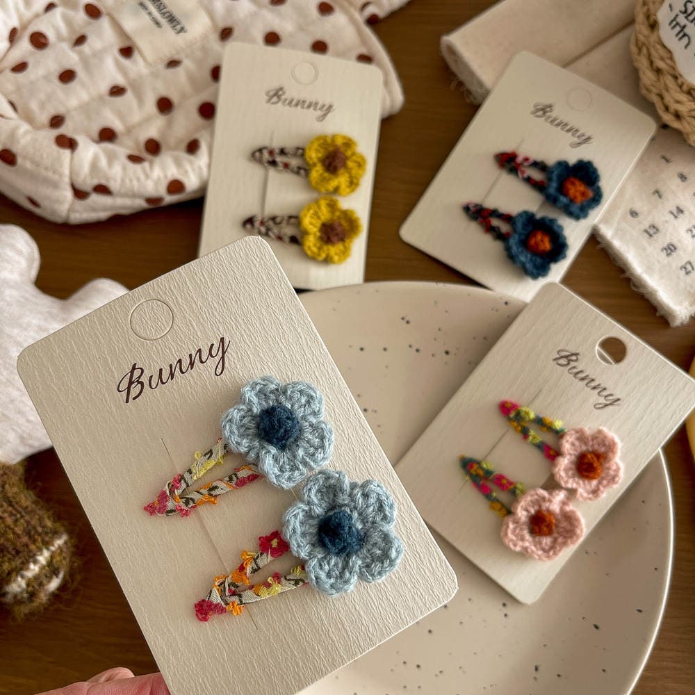 Korean-Style Autumn and Winter Knitted Yarn Flower Hairpin Sweet Girly Heart-Shaped Hair Clip Side Bb Clip Hair Accessory 2