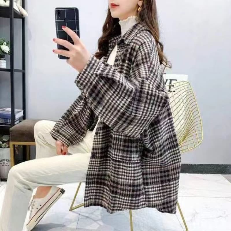 0033 black coffee color plaid