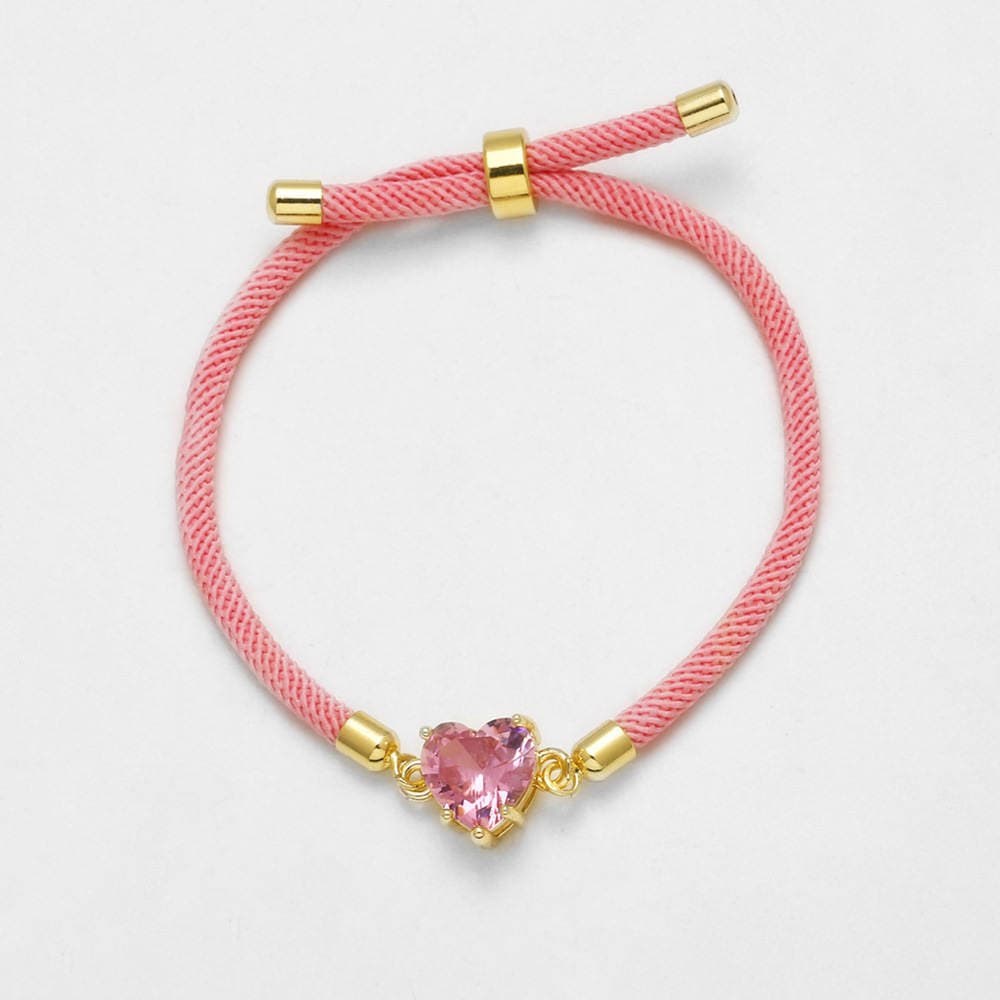 As Jewelry Rəngli Zirkonlu Ürək Formalı Qadın Bilərzik, Tənzimlənən Əl İşi Hörüklü Bilərzik Brm18 5