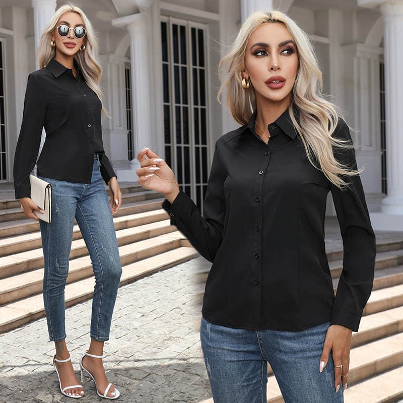 2026 Cross-Border Amazon European and American New Style Foreign Trade Women's Fashion Casual Long-Sleeved Cardigan Button-Up Shirt Top for Women 4