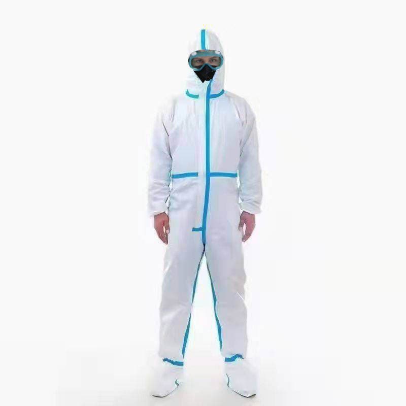Protective clothing disposable one-piece whole body even feet breathable film rubber strip anti-dust isolation clothing protective clothing full set Wholesale 4