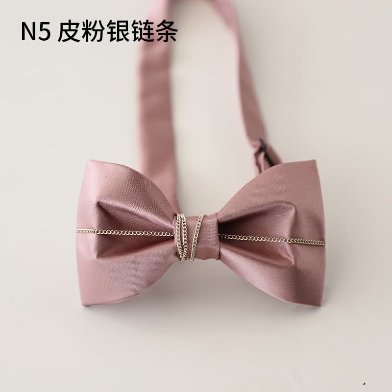 No. 5 leather pink silver chain