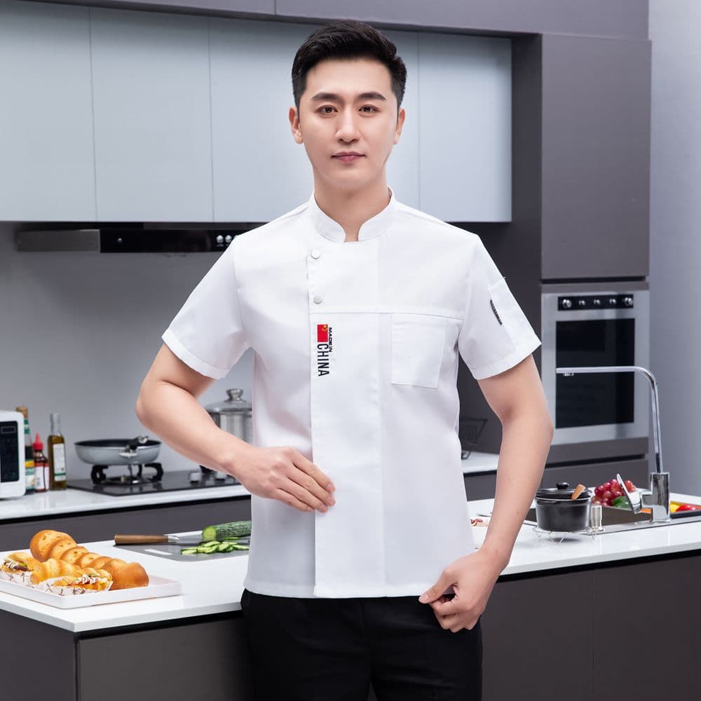 White [short sleeve] two-button flag tee