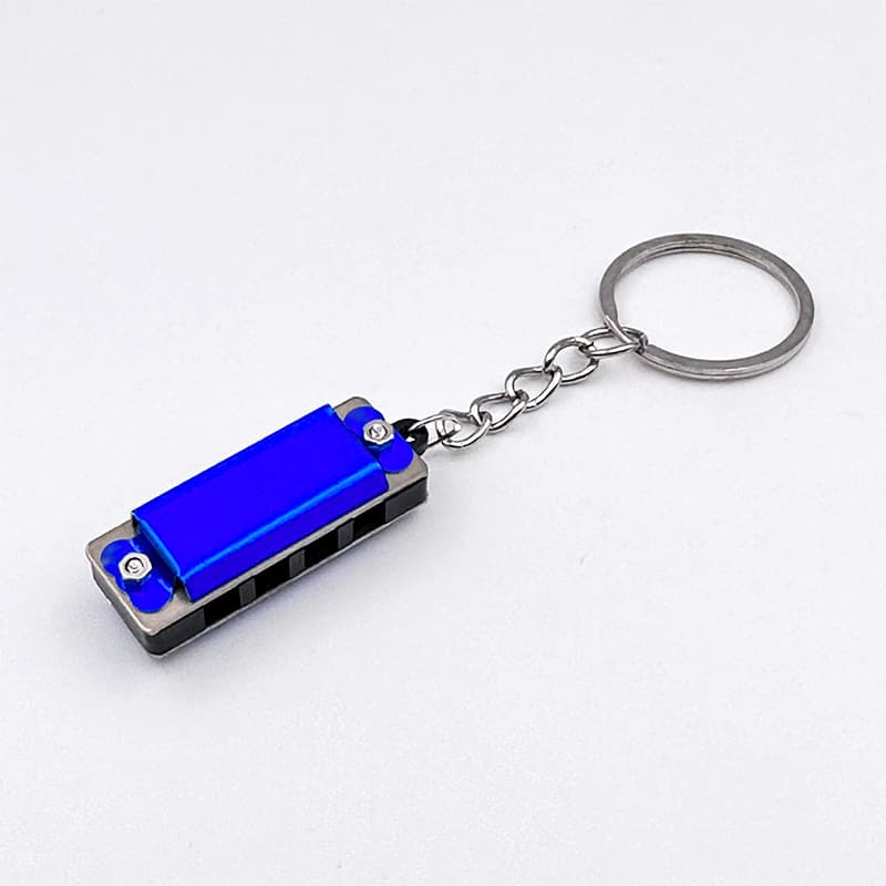 Mini metal harmonica (blue) hanging ring style