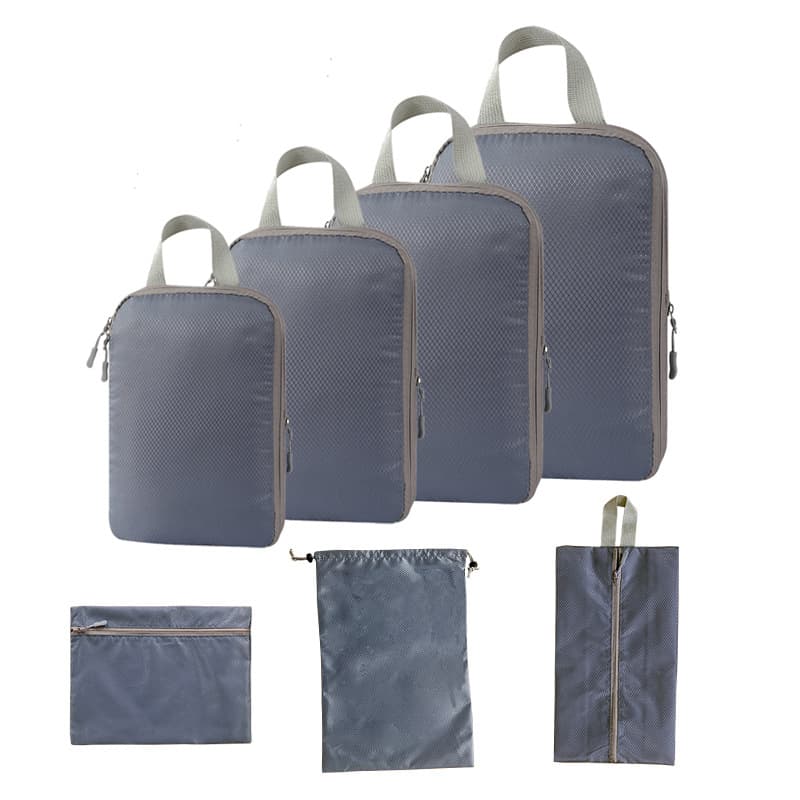 Four-piece set without mesh gray + drawstring pocket + flat pocket + shoe bag