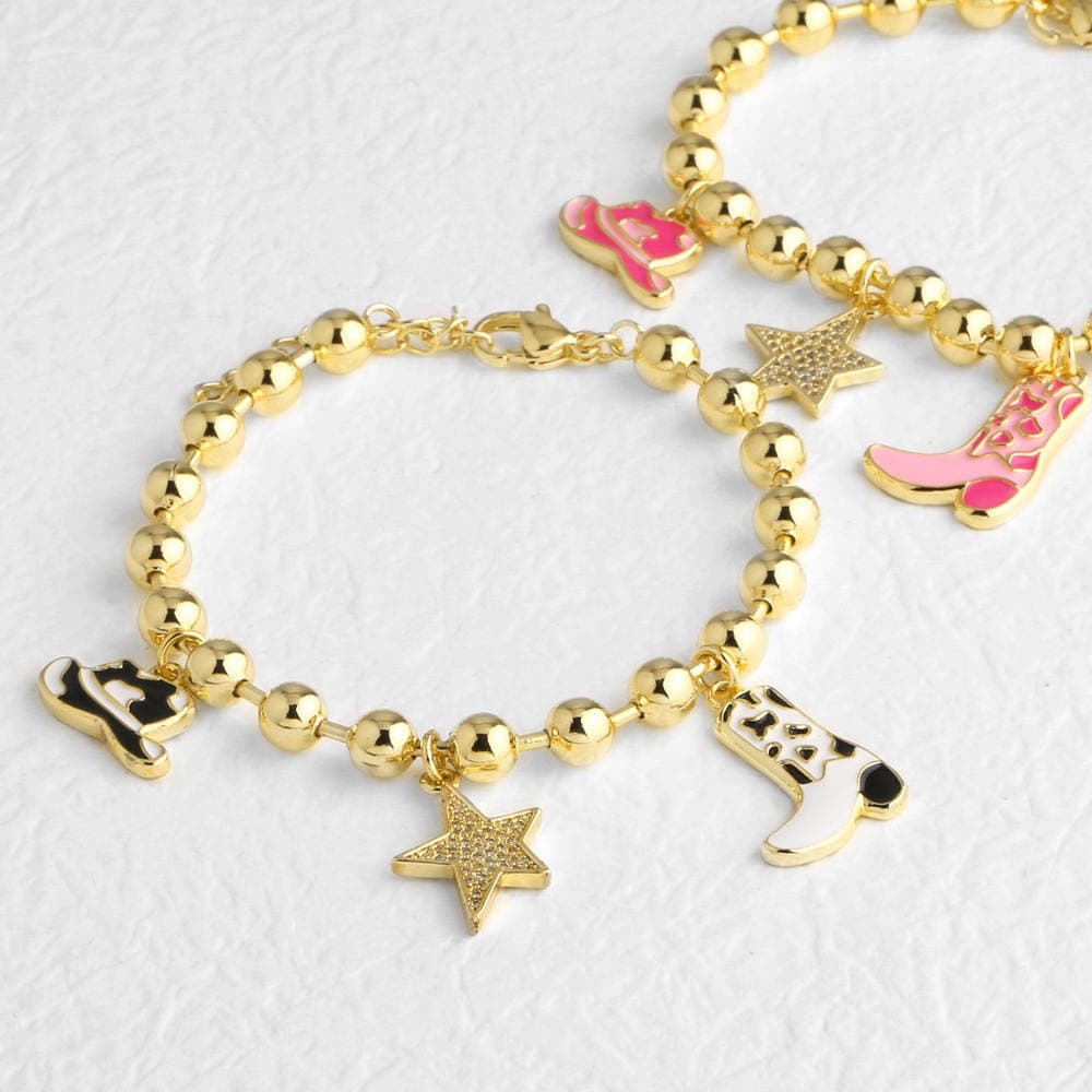 As Jewelry Aliexpress Sərhədlərarası Populyar Tam Zirkonlu Beşguşəli Ulduz Bilərzik, Yağ Damcı Formalı Hündürdaban Ayaqqabı Muncuq Bilərzik Brb63 2