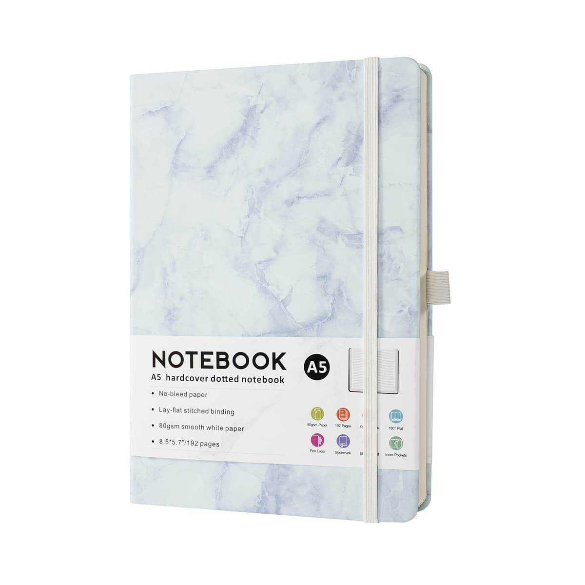 Blue marble pattern a5 strap book