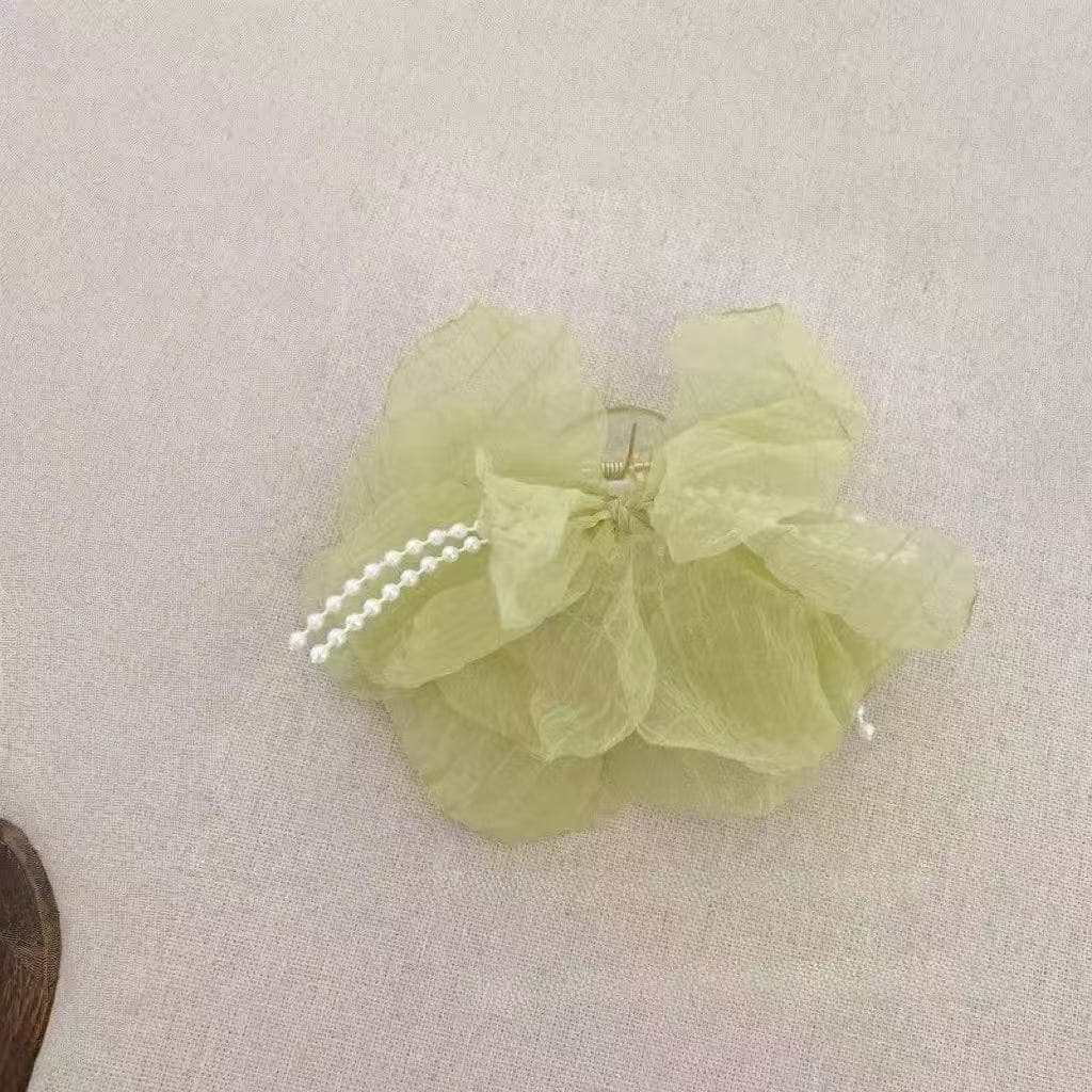 6063 beaded burnt edge flower clip-green