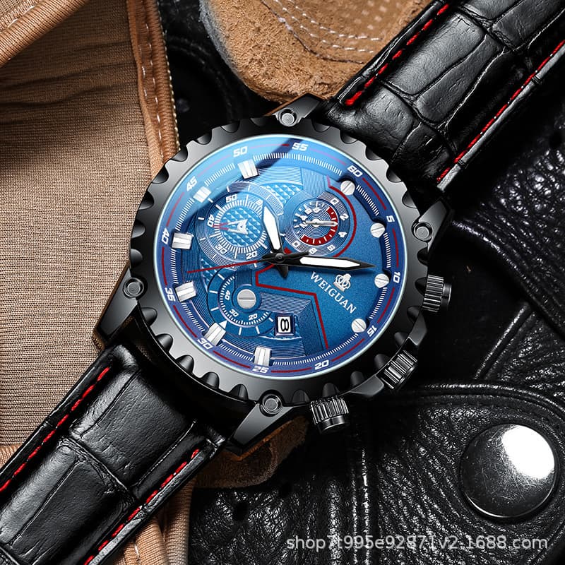 202 black leather and blue surface