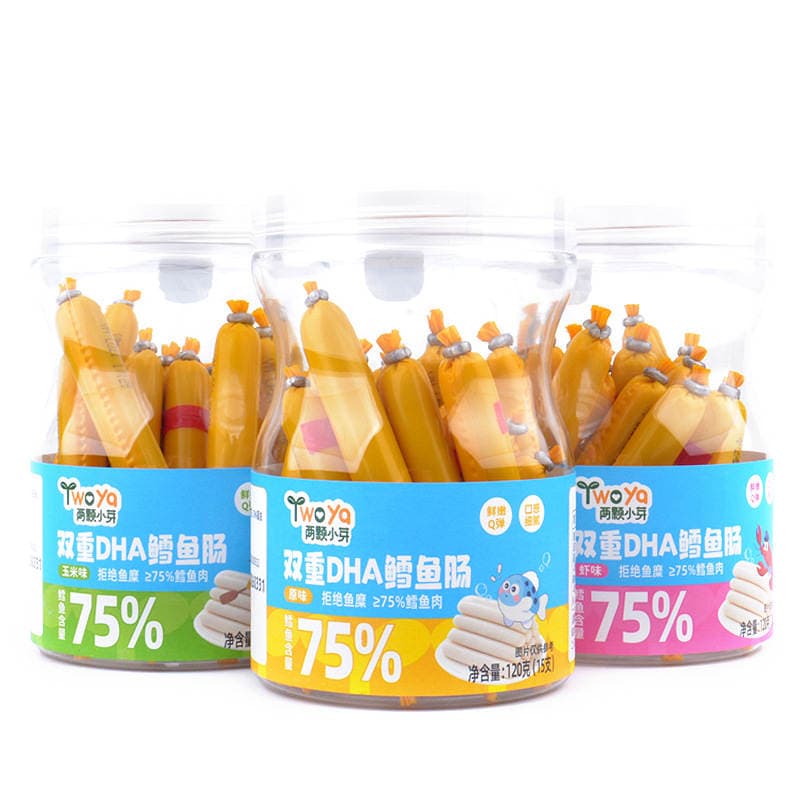 Two Small Sprouts Double Dha Cod Sausage 70% Cod Content Barreled Fish Sausage Shrimp Flavor Original Corn Ham Sausage 3