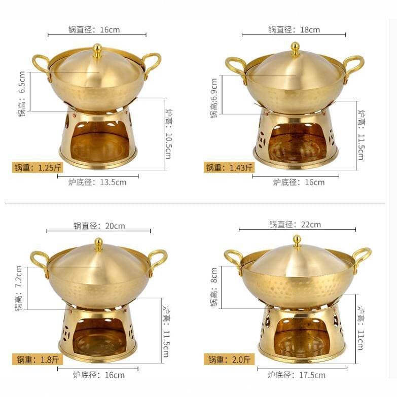 Brass Hot Pot, Flat-Bottomed Copper Pot, Alcohol Hot Pot, Copper Basin, Copper Alcohol Pot, Copper Soup Pot, Small Copper Pot, Copper Cauldron 3