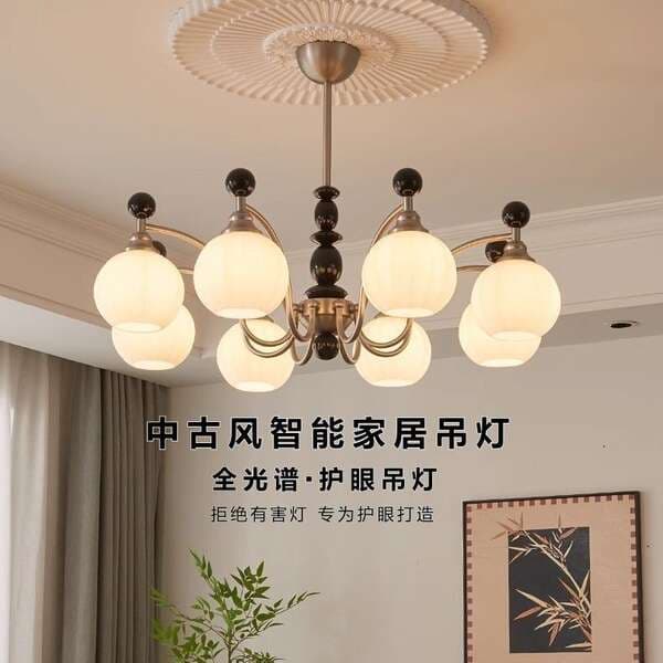 Living Room Chandelier French Antique Style Hall American Retro Walnut High-End Restaurant Bedroom Main Light Fixtures New Style