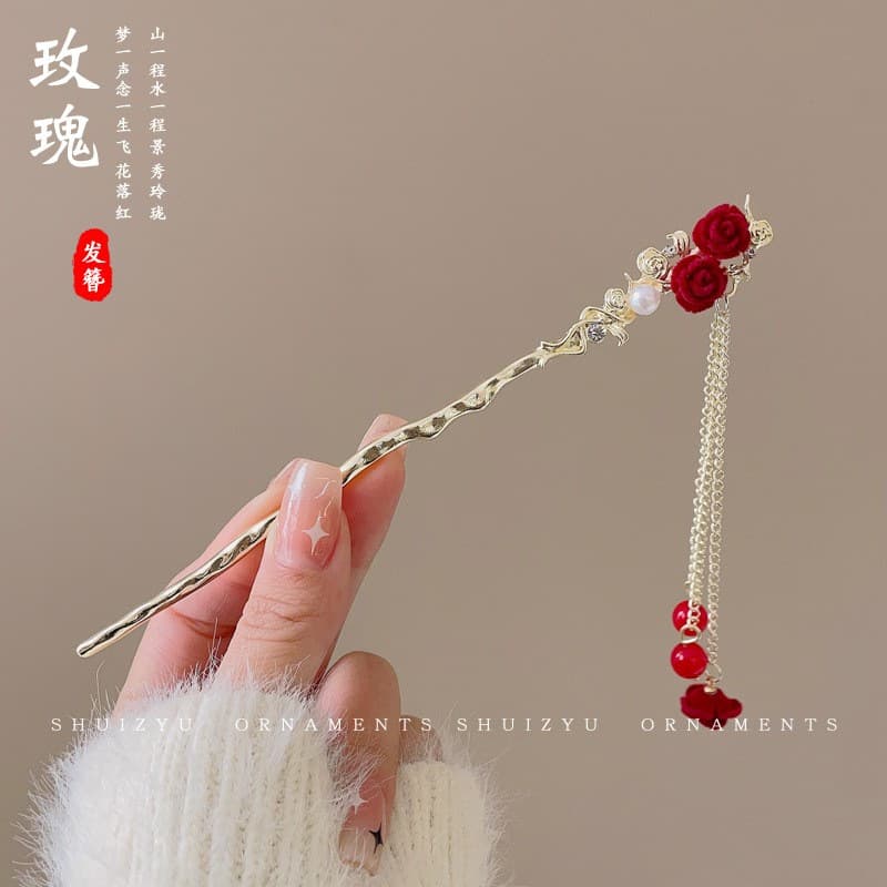 Double red flower tassels