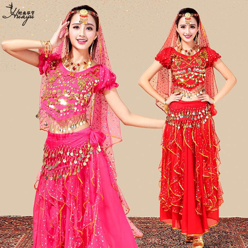 Huayu Dance New Indian Dance Performance Suit Short-sleeved Dot Dress Suit Folk Dance Xinjiang Dance Table Performance Suit 1