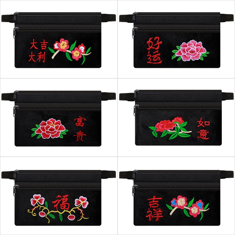 Black edge gold velvet waist bag [random color]