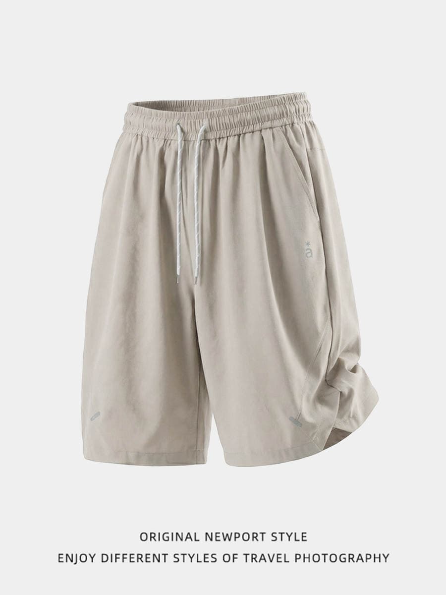 Micro-Elastic Sports Casual Shorts for Men, New Summer Style Beach Shorts with Split Sides, Breathable Pleated Outdoor Loose-Fitting Five-Point Shorts 5