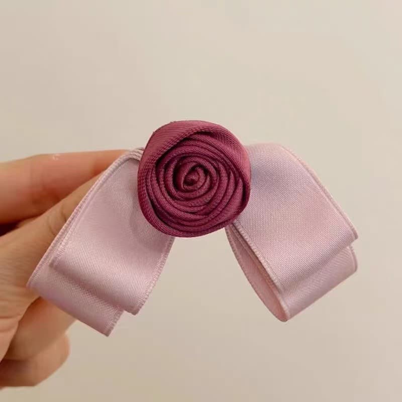 6054 handmade rose hair clip-raspberry pink