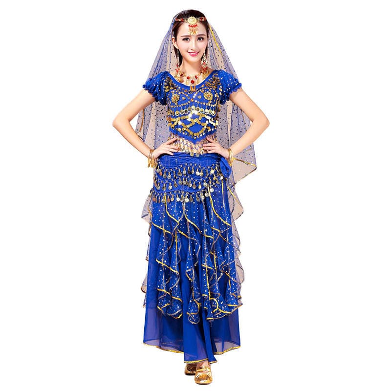 Huayu Dance New Indian Dance Performance Suit Short-sleeved Dot Dress Suit Folk Dance Xinjiang Dance Table Performance Suit 5