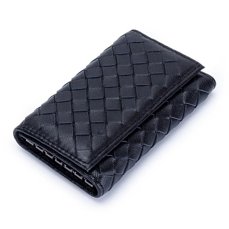 Wholesale Leather Woven Key Bag High Quality Sheepskin Multifunctional Simple Portable Unisex Key Buckle Bag 1