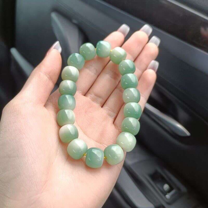 Gradient Green White Jade Bodhi Root Bracelet Bodhi Hand String Text Play Handheld Soft Finger Plate Play Factory Hot Sale 4