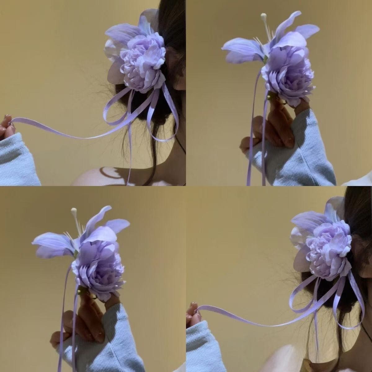 5815 gentle purple peony lily hair clip