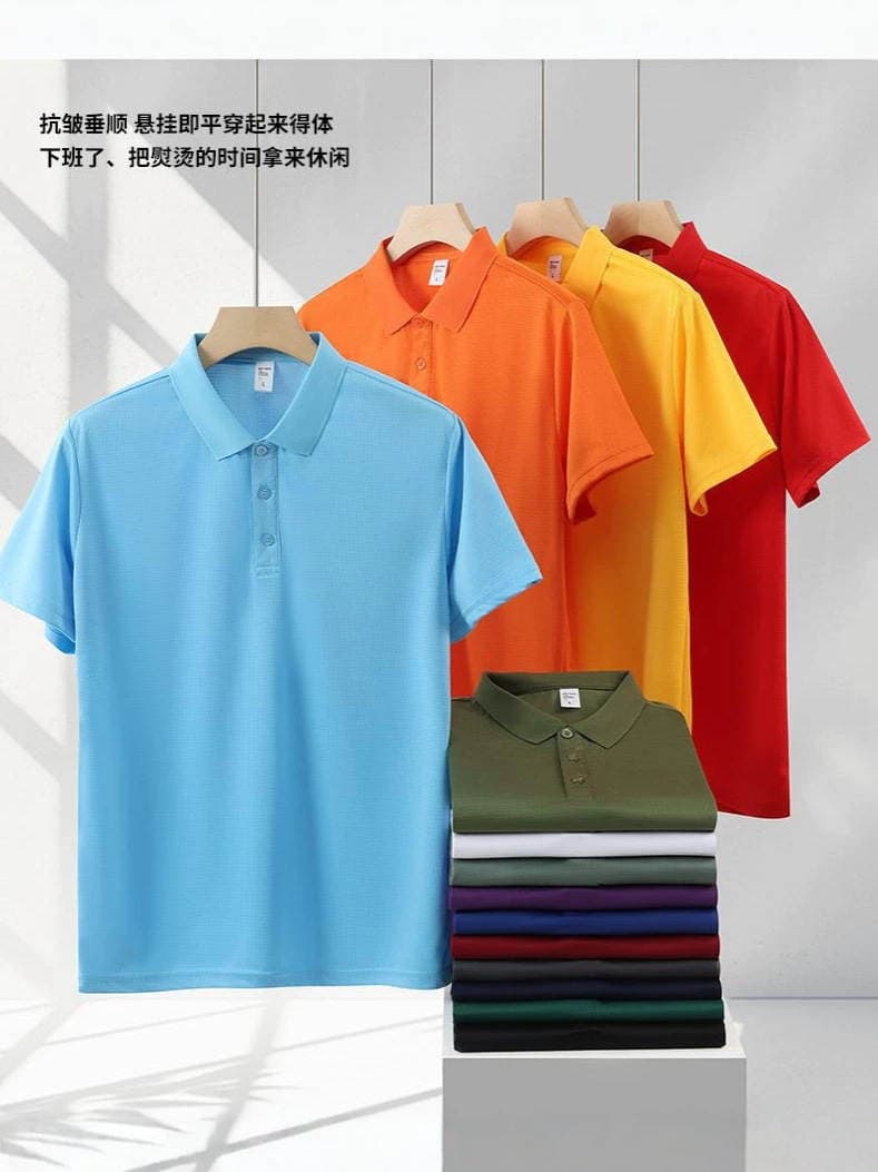 Solid Color Mesh Quick-Dry Polo Shirt with Breathable, Sweat-Absorbent, Cool and Soft Fabric, Customizable Logo 5