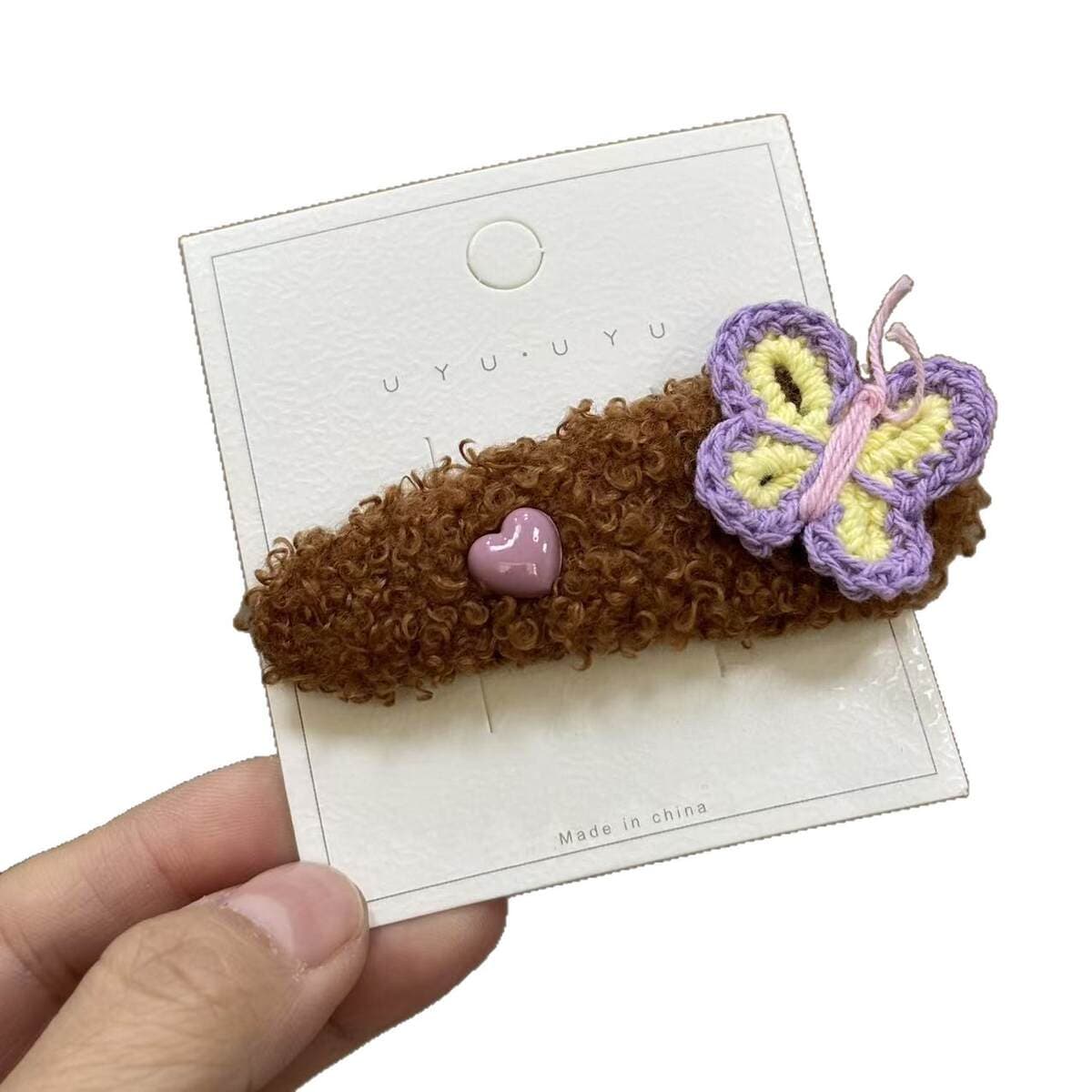 Korean Autumn and Winter Retro Butterfly Flower Hairpin Bangs Clip Teddy Plush Hairpin Side Hairpin Girl Bb Clip 5