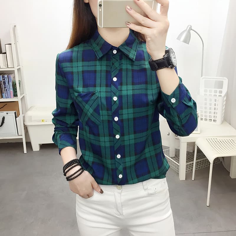 Green stripe blue/Large check