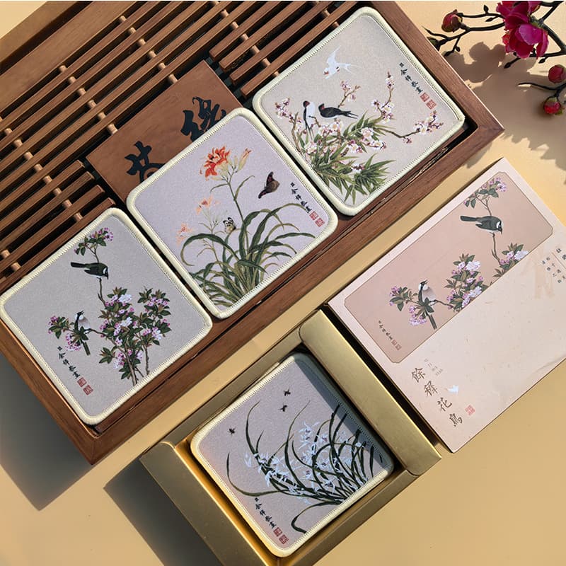 4 pieces of forbidden city flowers and birds [gift box + gift bag + chinese and english]