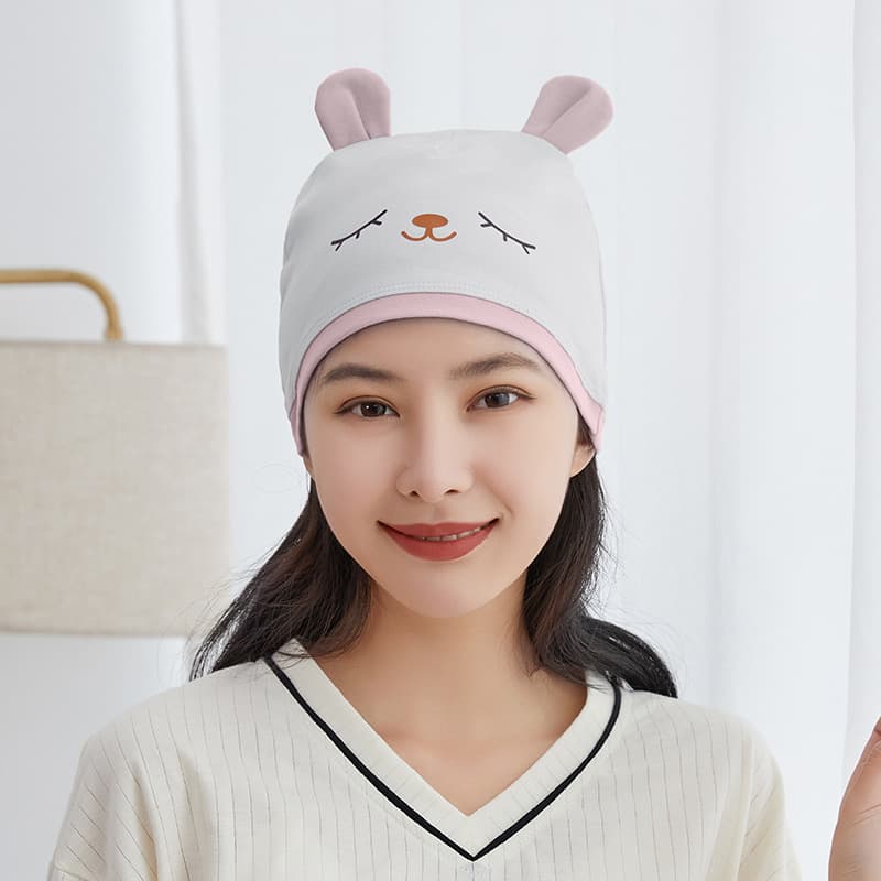 Thin material adult ear cap bear gray