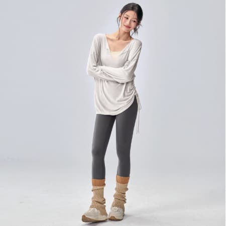 Two-piece suit c long sleeves + tight pants rhino gray