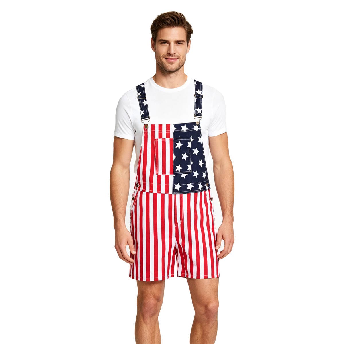 Sports Overalls with American Independence Day Flag, Couple's Suspenders, New European and American Cross-Border Halloween Performance Costumes 1