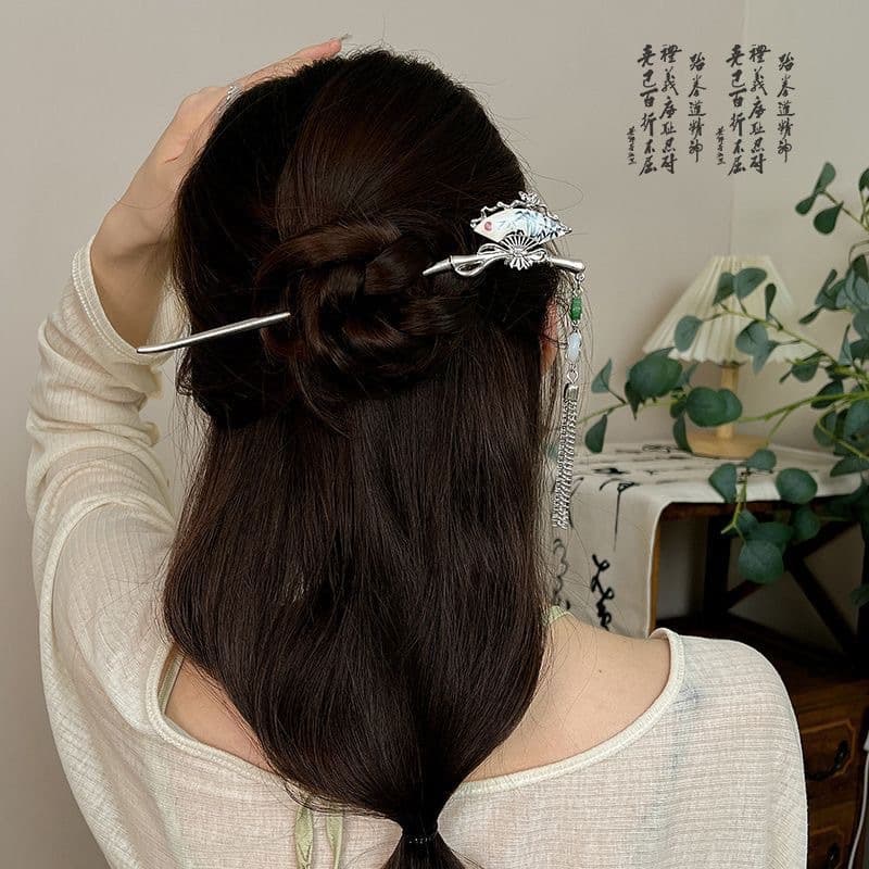 100# Chinese Style Ink Hairpin-Fan