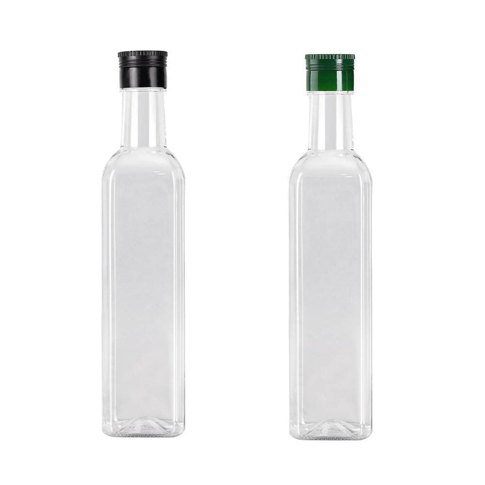 500 ml qida dərəcəli qalınlaşdırılmış şəffaf kvadrat plastik şüşələr (yağ, soya sousu, sirkə üçün) 5