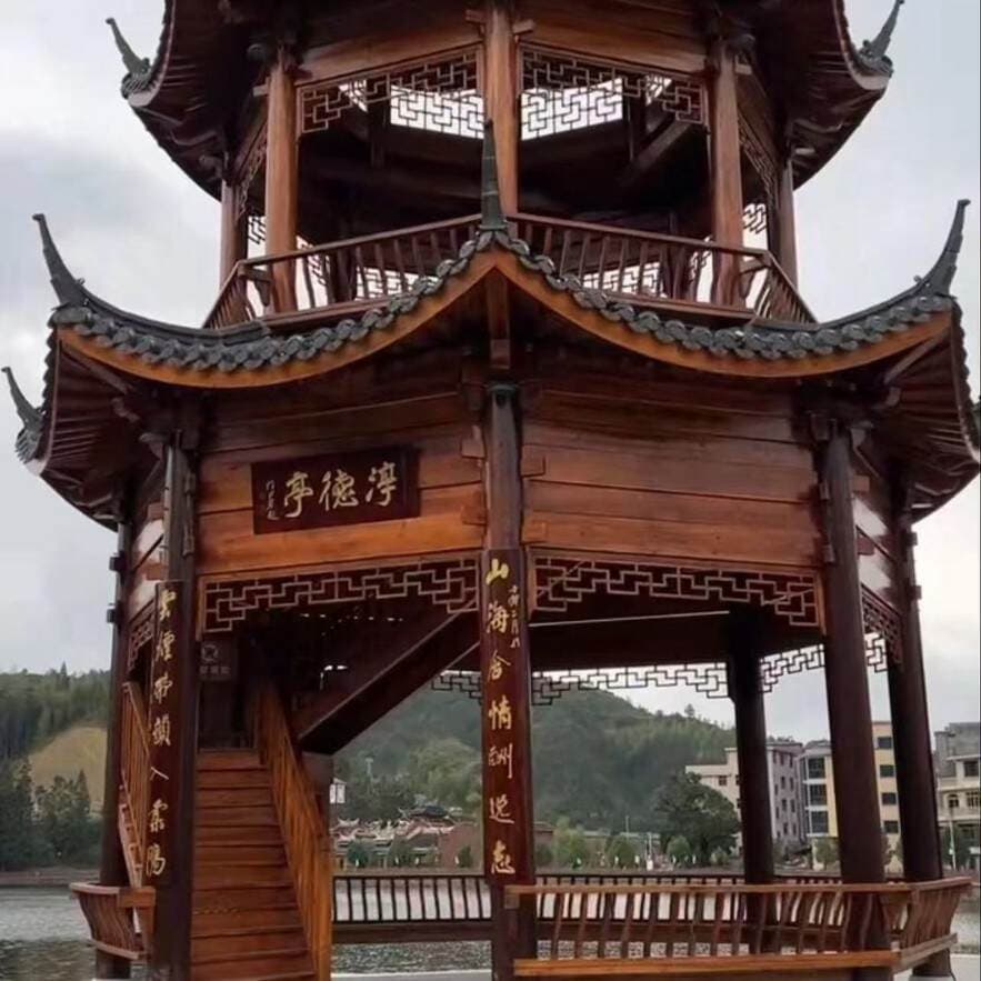 Changsha, Hunan, Cooperation on Ancient Building Projects, Architectural Design, Pavilions, Long Corridors, Solid Wood Bridges, Swings 3