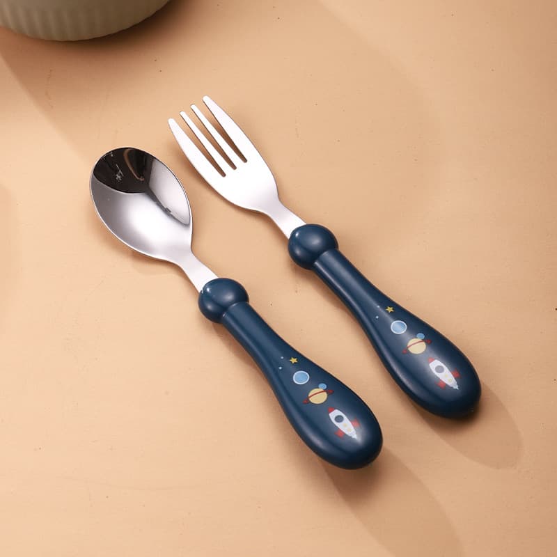 Royal blue spoon and fork