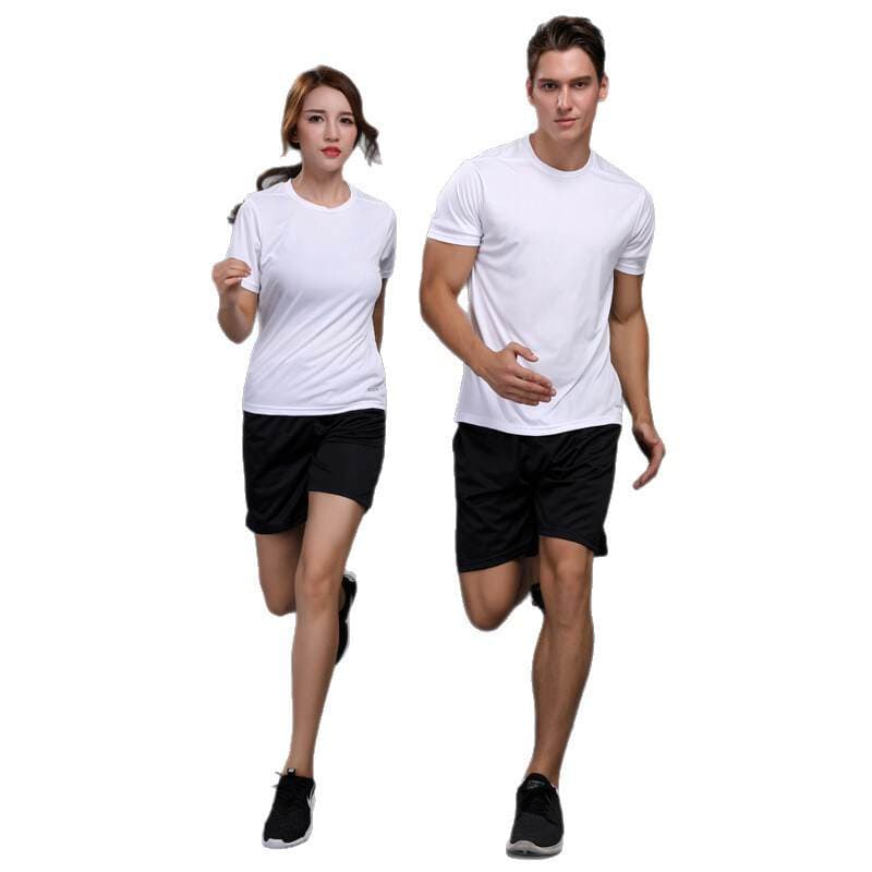 Group Marathon Outdoor Sports Fitness Clothes Quick-drying T-shirt Men's Suit Night Running Clothes Men's Short-sleeved Loose Training 5